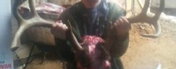 My Grandson Eric Holding the Head of my eight pointer taken with my Knight Vision and Bloodline Bullets.  The Bloodlines were devastating.