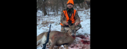 I used my dads Knight .50 cal Original DISC to shoot a dandy muzzleloader buck. The first deer shot with the Knight! It was a blast to shoot the muzzleloader and now I want to add a peep sight, like my great grandpa’s .30-.30 has for greater accuracy.